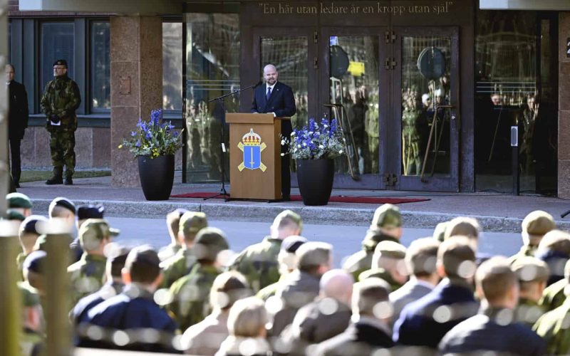 Landsbygdsminister Peter Kullgren (KD) deltog i ceremonin på Högkvarteret i Stockholm. Foto: Jessica Gow/TT